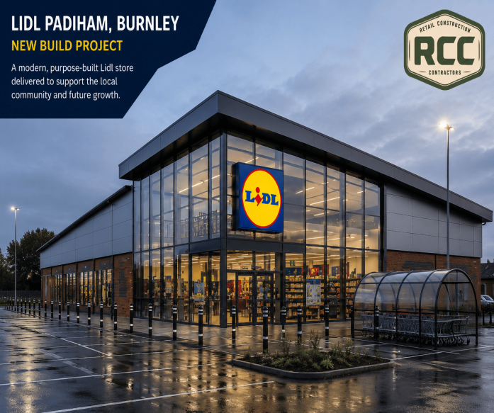New Build Retail Construction - Lidl Padiham, Burnley